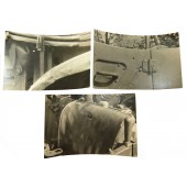 Fotos en primer plano de piezas dañadas en combate del Mercedes Kübelvagen alemán